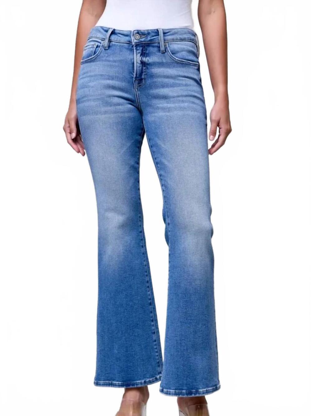 NEW HIDDEN clean stretch mid rise bootcut jeans in medium wash